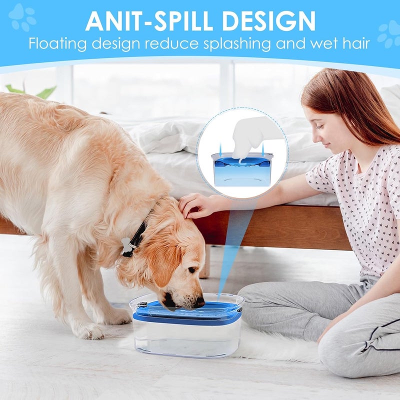 AONKEY 3L Dog Water Bowl No Spill, 101oz Large Spill Proof Dog Bowl Reduce Refill, Anti Splash No Mess Dispenser Dripless Slow Drinking Water Bowl for Sloppy Messy Drinkers (Navy Blue) - Image 3